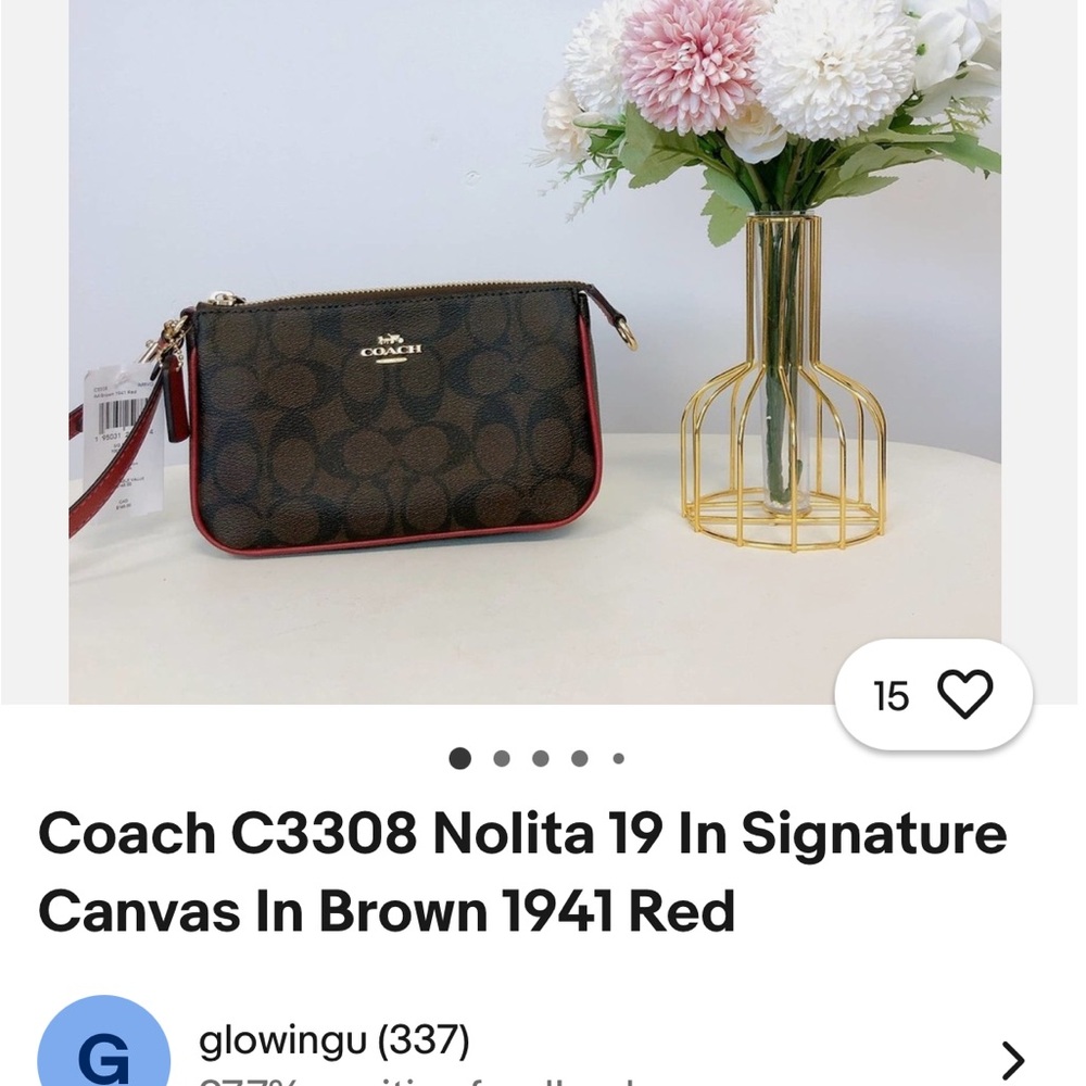 Coach C3308 Nolita 19 Crossbody Bag in Brown and Red